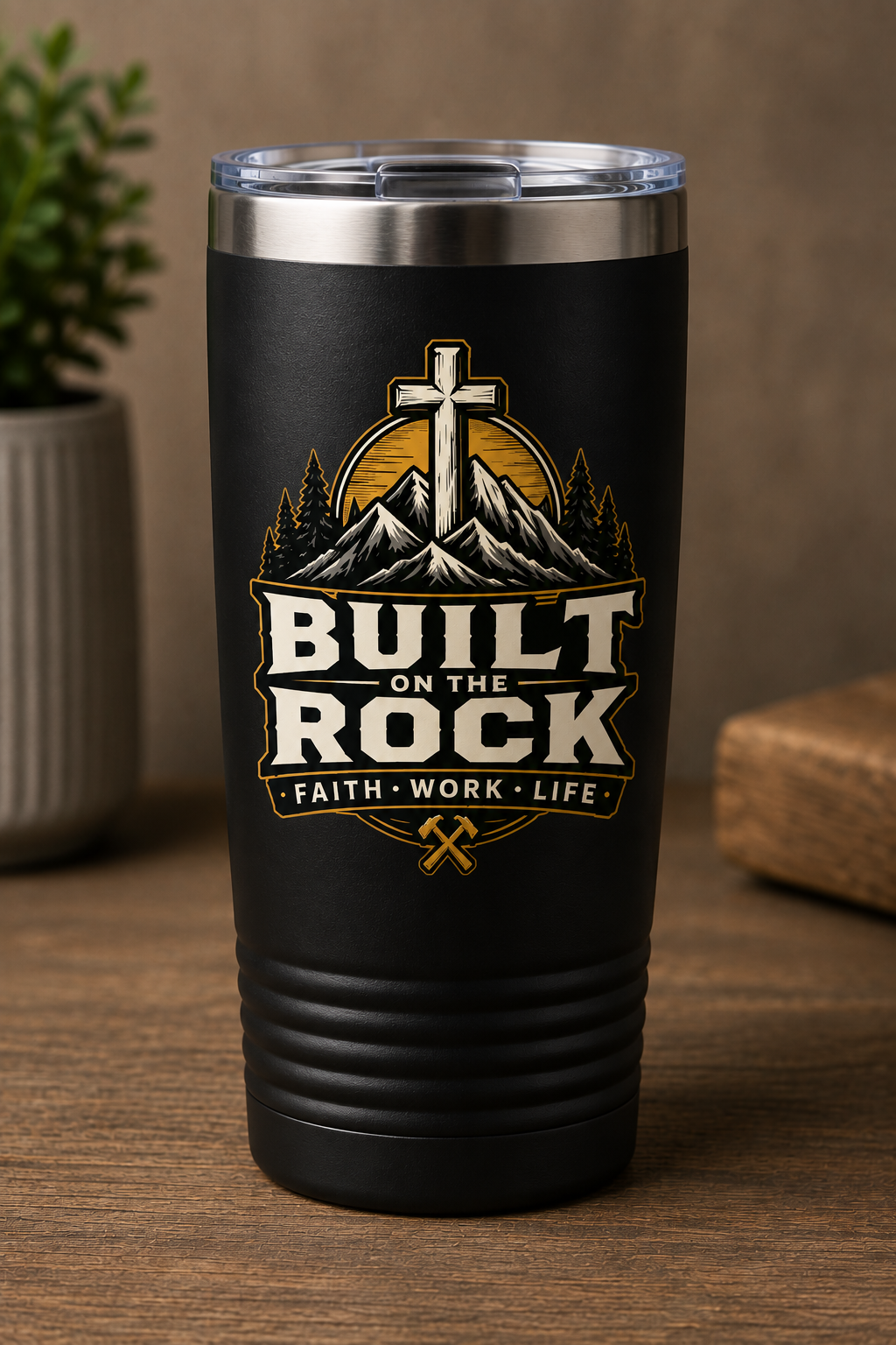 Built on the Rock 20oz Insulated Tumbler — Matthew 7:24–25