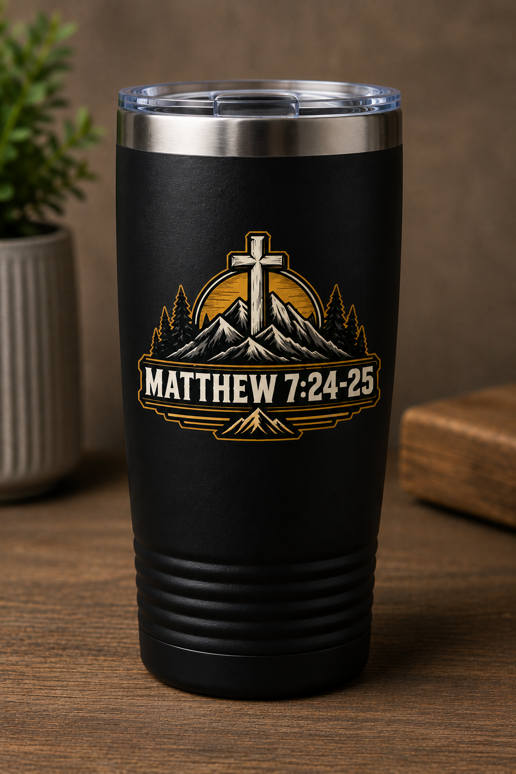 Built on the Rock 20oz Insulated Tumbler — Matthew 7:24–25
